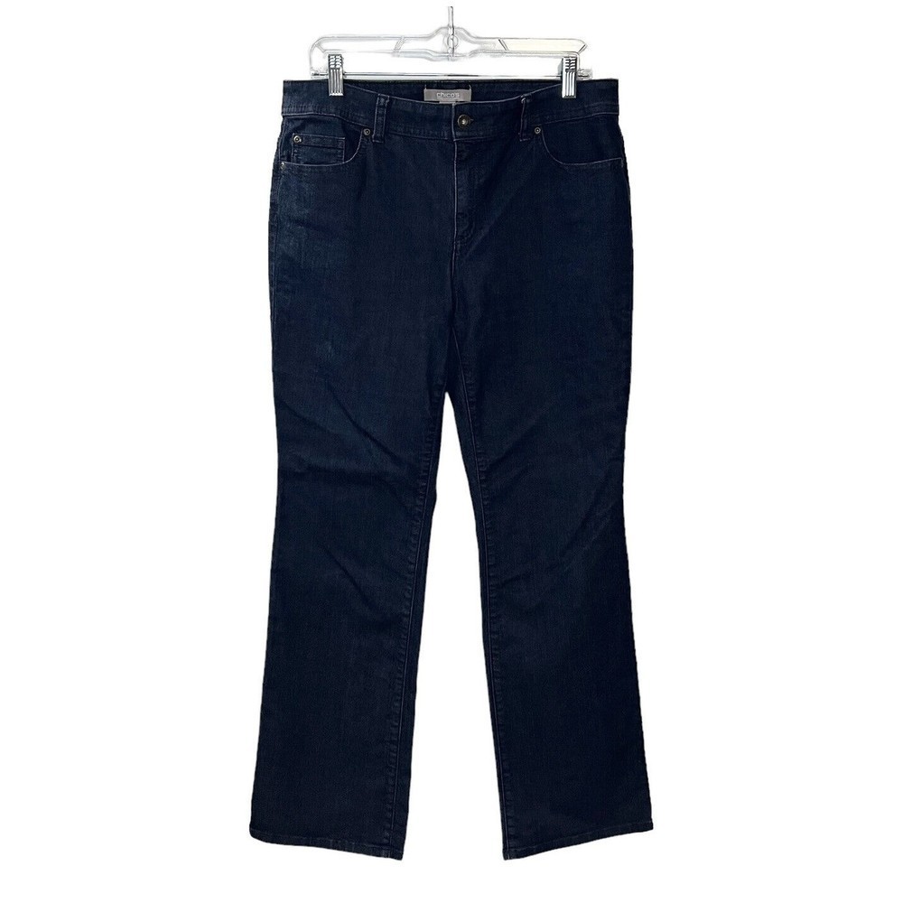 Chico's Woman’s Size 1 (8) Dark Wash Straight Leg Denim Jeans